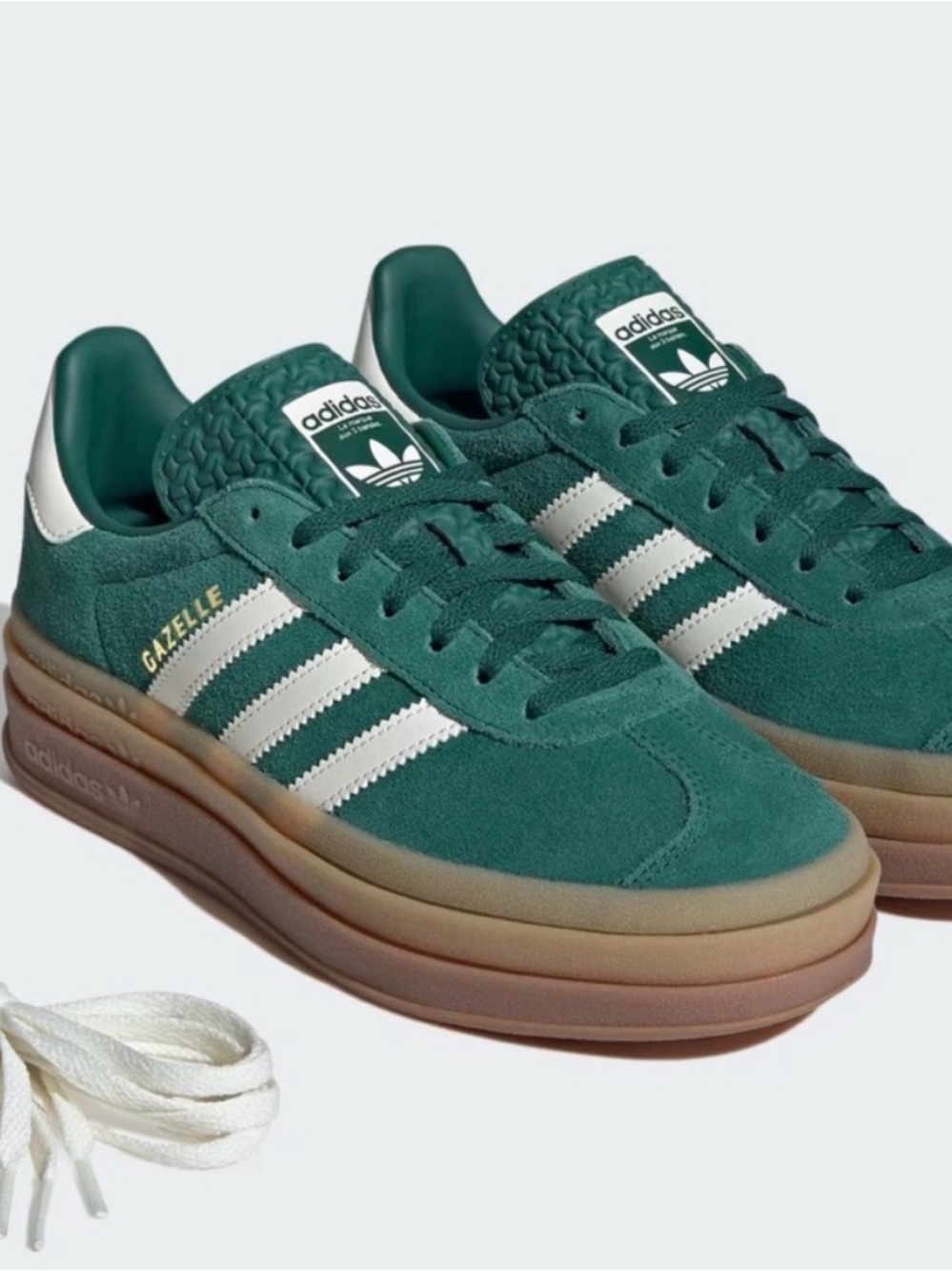 Adidas Gazelle Bold Women’s Sneakers in Green with White Stripes